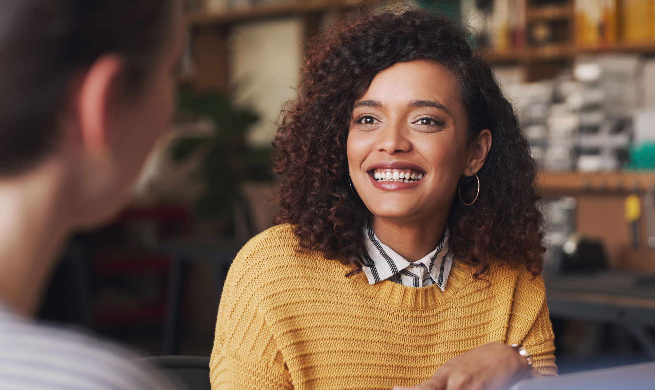 Woman smiling at workplace